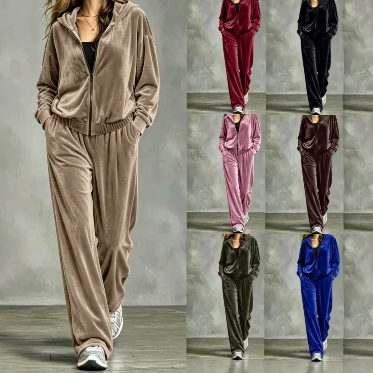 Casual Solid Zip Up Co Ord Set — image 1