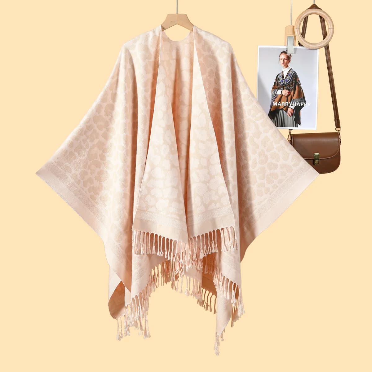 Classic Leopard Print Tassel Shawl Cardigan — image 1
