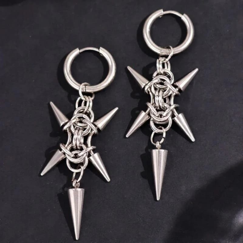 Dark Punk Studded Spike Hoop Earrings — image 1