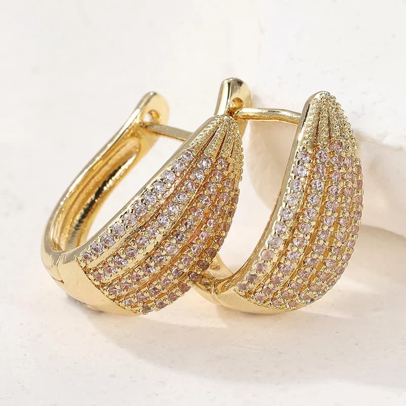 Elegant Pavé Crystal Huggie Hoop Earrings — image 1