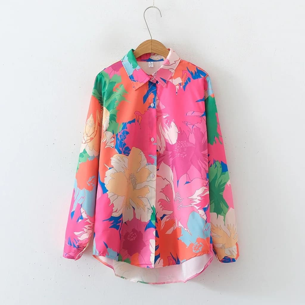 Floral Print Loose Long Sleeve Shirt — image 1