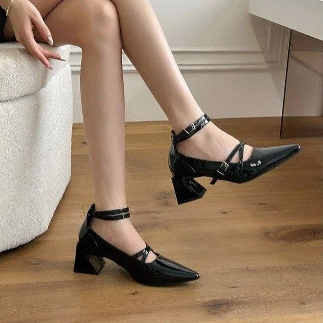 Glossy Patent Leather Mary Jane Heels