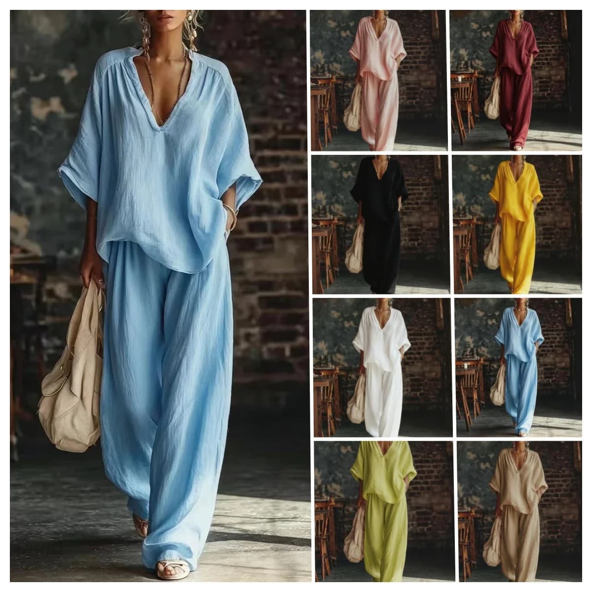 Women's Casual V-Neck Two-Piece Set — image 1