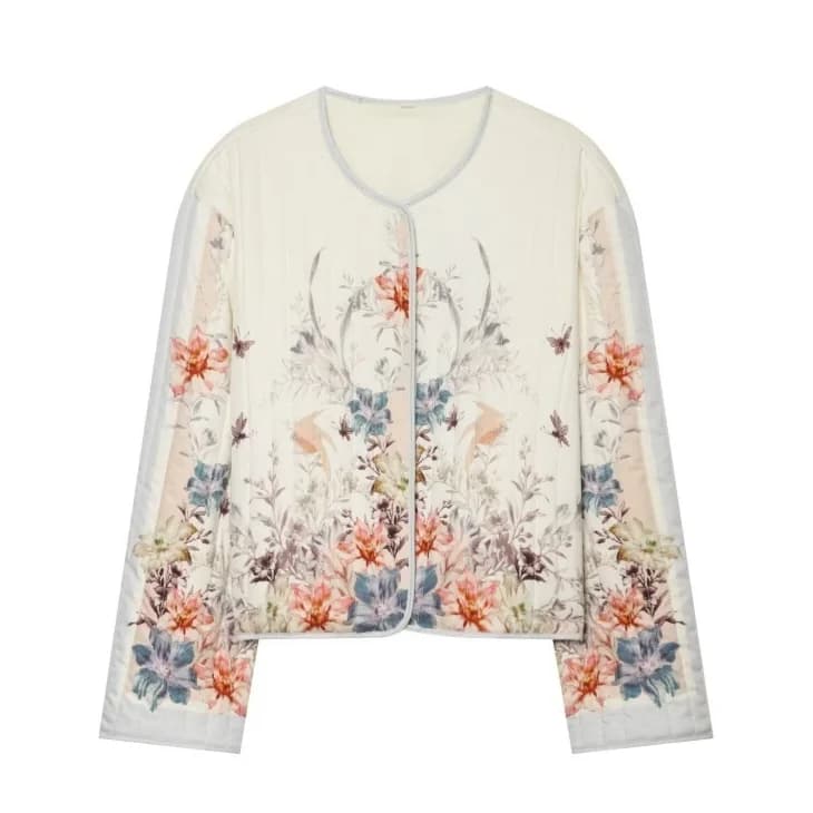 Women's Printed Crew-Neck Cardigan Coat — image 1