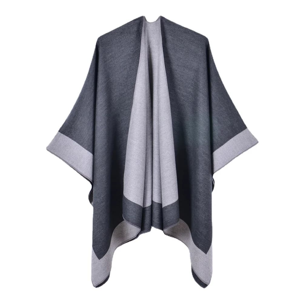 Women's Solid Faux Cashmere Poncho Shawl — image 1